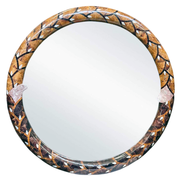 Large Round Mirror with Mother of Pearl Details by Muramasa Kudo