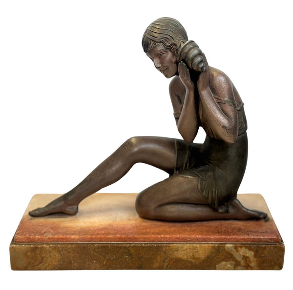 Bronze Sculpture of a Girl on Marble Base by D.H. Chiparus