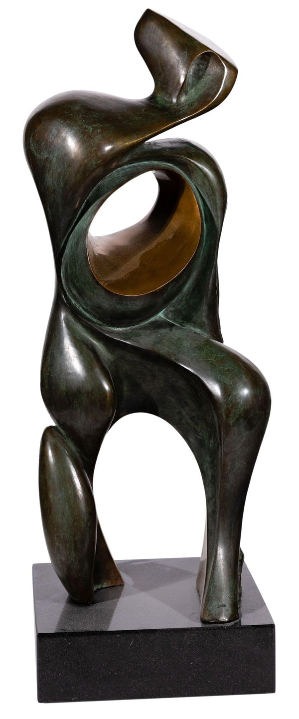 Abstract Bronze Sculpture on Marble Base by Jean Jacques Porret, 1983