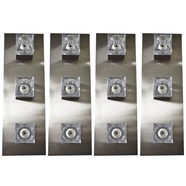 Set of Four Sciolari Glass Cube & Brushed Nickel Sconces. Italy, 1960's.