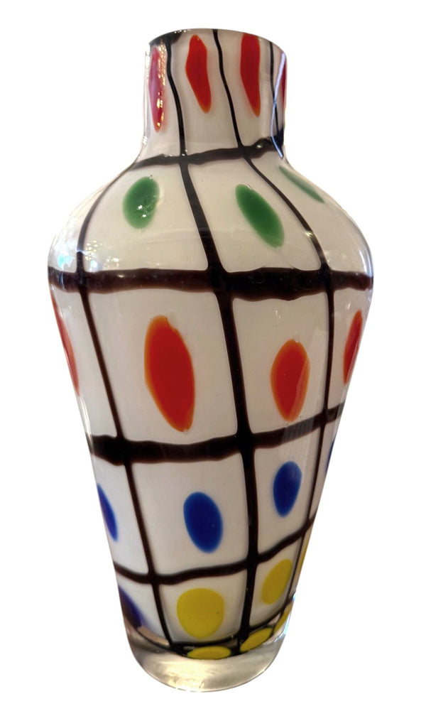 Vintage Italian Murano Polka Dot Art Glass Vase, Mid-20th Century.