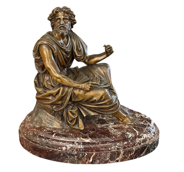 19th Century French Bronze Figure of Ancient Greek Philosopher Zeno of Elea.