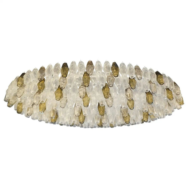 Grey & Crystal Murano Glass Poliedri Chandelier by Alberto Donà. Italy, 1980's.