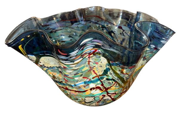 John Gerletti Signed Art Glass Centerpiece Vase, 1997, U.S.A.