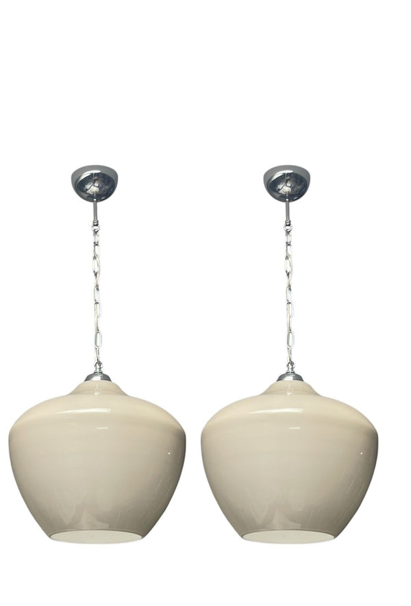 Pair of Italian Murano Gray Glass Pendants, 1980's.