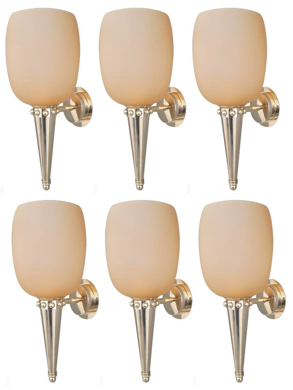 Set of Six Amber Murano Glass Torch Sconces by Barovier e Toso. Italy, 1950's.