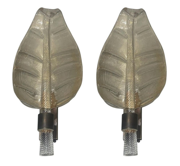 Pair of Gold Leaf Murano Glass Sconces by Barovier e Toso – Italy, 1950's.