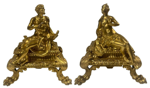 Pair of 19th C. Mythological Bronze Sculptures of Salacia & Hephaestus by H Vian