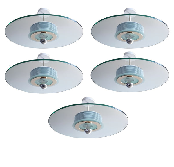 Set of Five Mid-Century Semi-Flush Mounts by Fratelli Martini . Italy, 1970's.