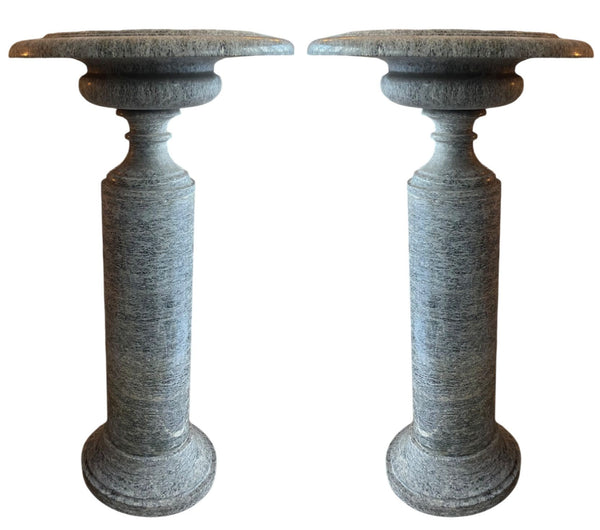 Pair of Monumental 19th-Century Italian Granite Pedestal Planters