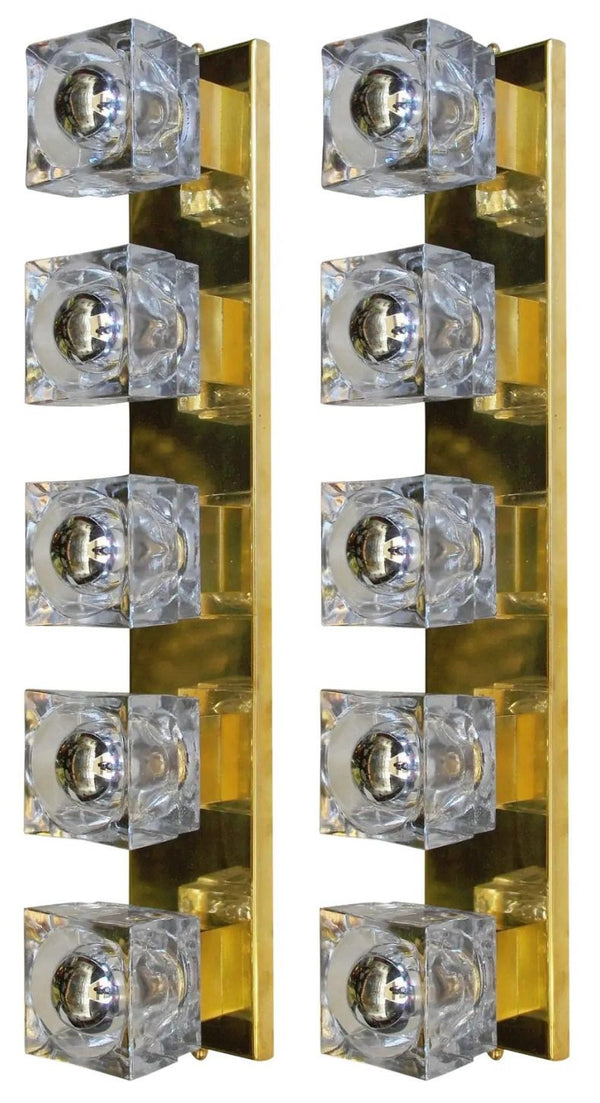 Pair of Sconces with Sciolari Murano Glass Cubes Italy, 1960's.