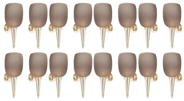 Set of Sixteen Torchere Smoky Brown Sconces by Barovier e Toso. Italy, 1950's.