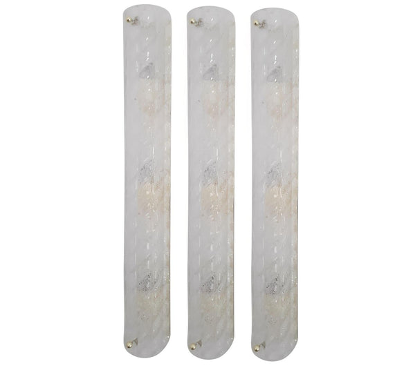 Set of Three Barovier e Toso “Canale” Clear Murano Glass Sconces. Italy, 1960's.