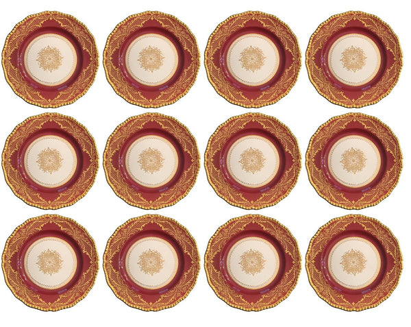 Early 20th C. Royal Doulton for Higgins & Seiter, Gilt Dinner Plates, Set of 12.