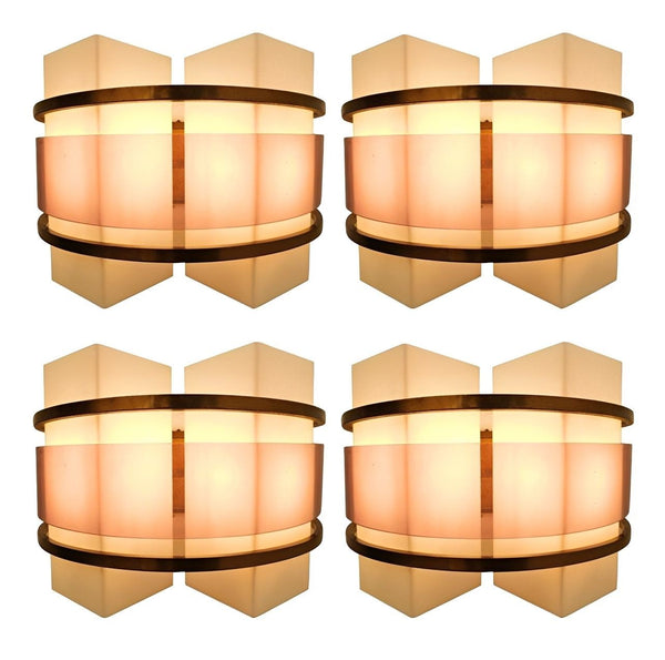 Rare Set of Four Sconces Designed by Oscar Torlasco for Stilux Milano. Italy.