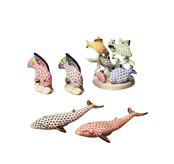 Herend Hungary Porcelain Sea Animal Figurine Set