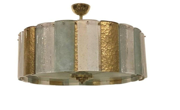 Vintage Italian Brass & Murano Glass Chandelier