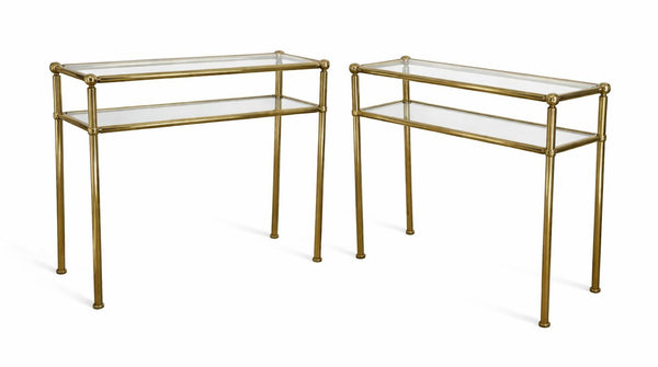 Pair of Italian Midcentury Brass Console Table, Italy, 1950s