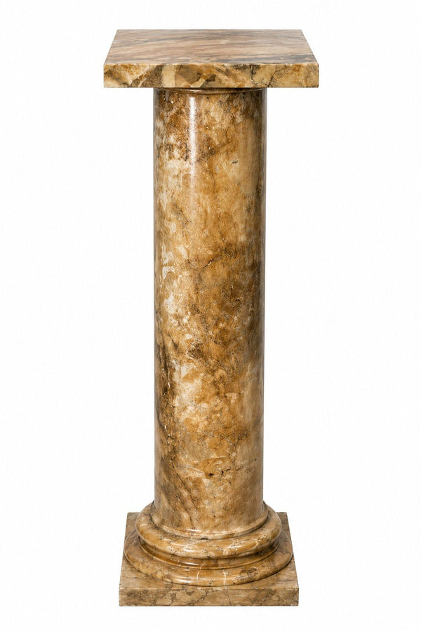Early 20th Italian Polished Siena Marble Pedestal Column with Warm Toned Veining