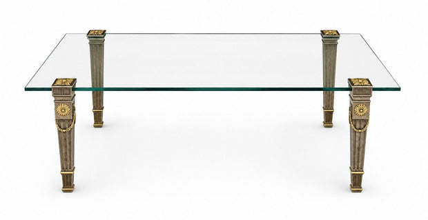 P.E. Guerin Louis XVI Style Bronze Garland Coffee Table. U.S.A Late 20th Century