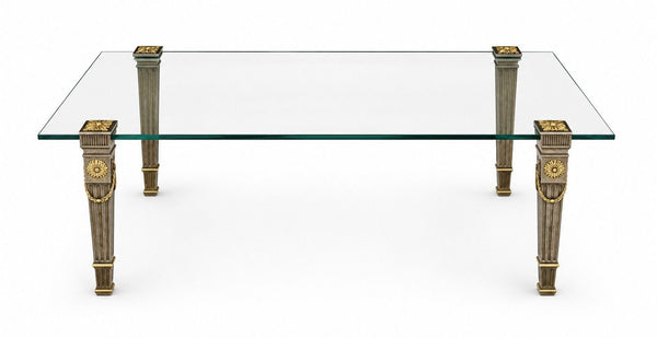 P.E. Guerin Louis XVI Style Bronze Garland Coffee Table. U.S.A Late 20th Century
