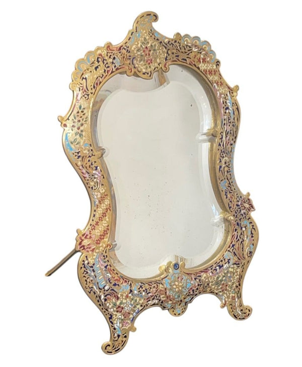 19th Century French Champlevé Bronze & Brass Easel Mirror