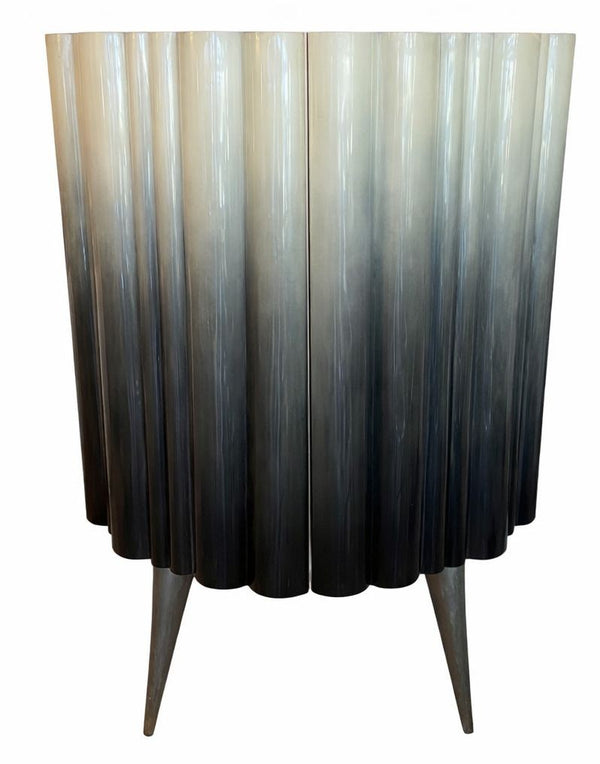 Sculptural Parchment Bar Cabinet with Radiant Ombre Finish. U.S.A. 1980's.