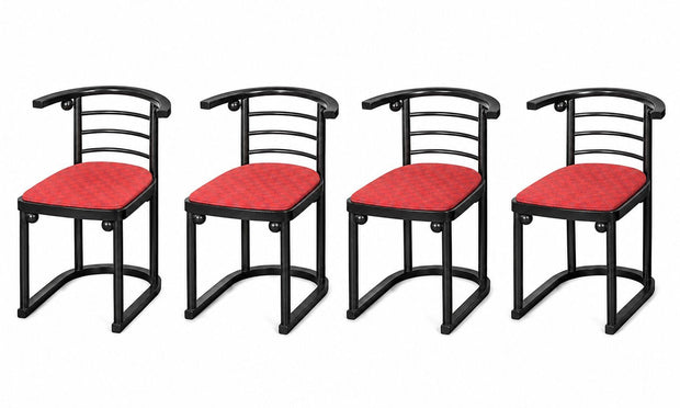 Set of Four Josef Hoffmann Fledermaus Style Chairs. Austria, 20th Century.