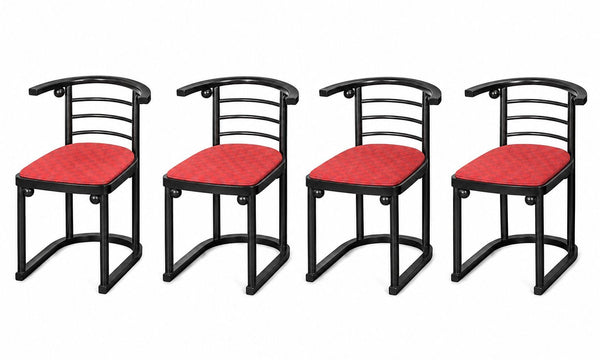 Set of Four Josef Hoffmann Fledermaus Style Chairs. Austria, 20th Century.