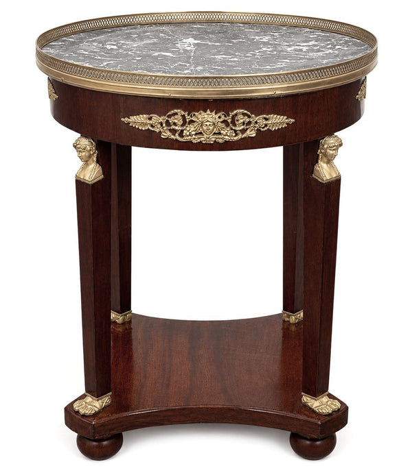 Late 19th Century French Empire Style Marble-Top Side Table with Bronze Mounts