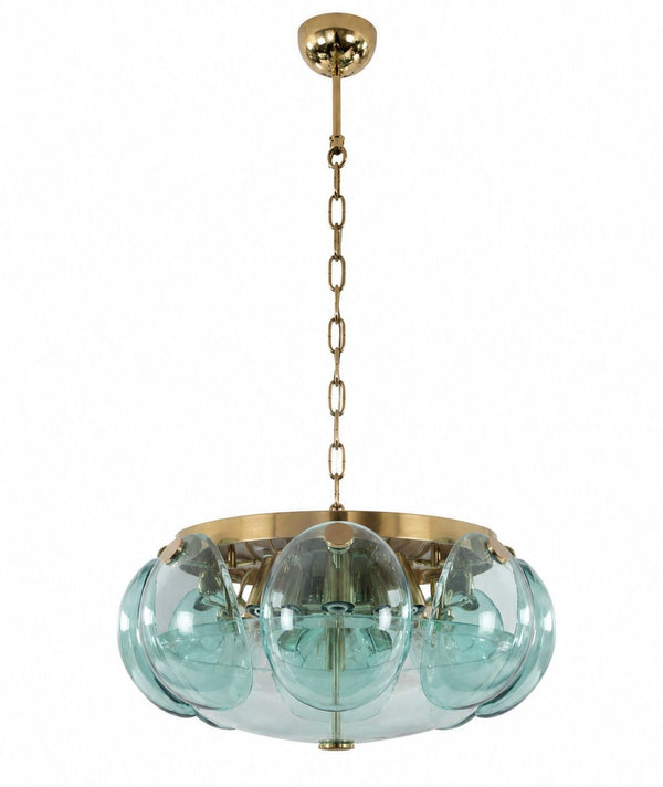 Cristal Arte Beveled Glass & Brass Pendant. Italy, 1960's.