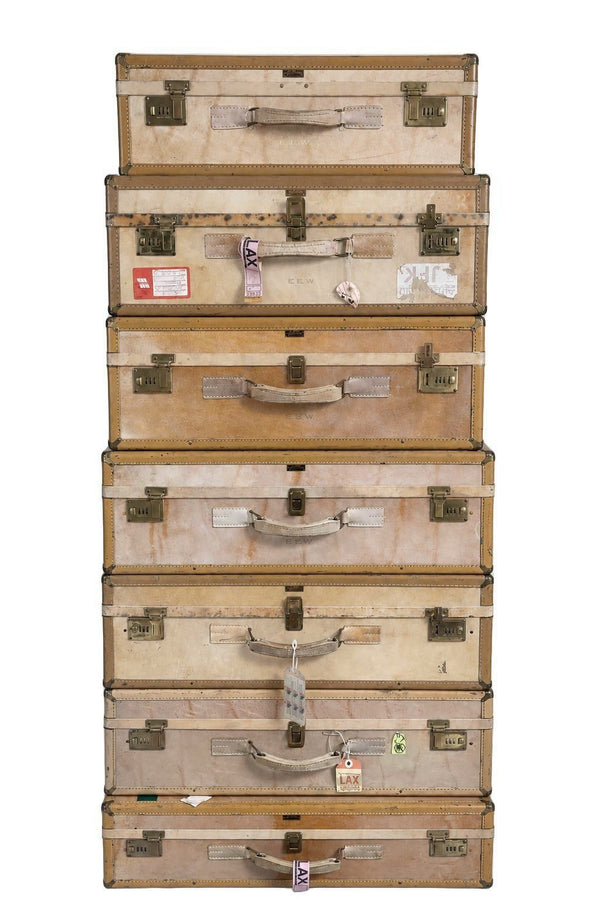 Mid-Century Set of Seven Hartmann Skymate Leather Suitcases. U.S.A.