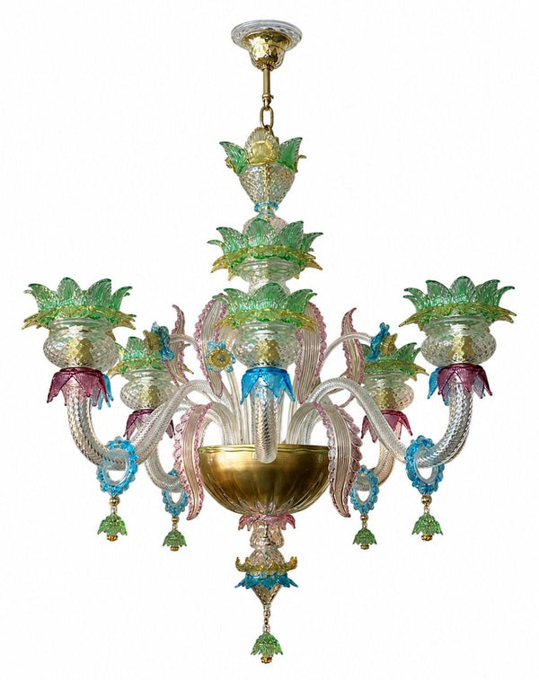 Italian Murano Glass Multi-Color Floral Chandelier