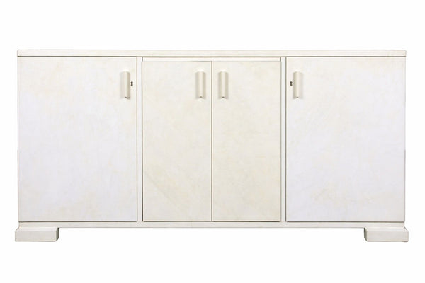 Parchment-Covered Four-Door Sideboard in the Manner of Samuel Marx. U.S.A. 1940s