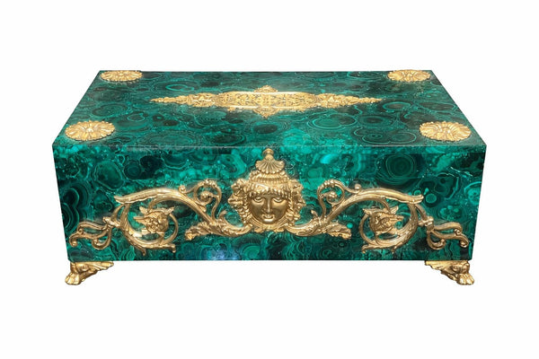 Russian Malachite and Gilt Bronze Decorative Box, Early 20th Century