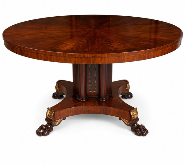 Late 19th Century English Flame Mahogany Pedestal Dining Table