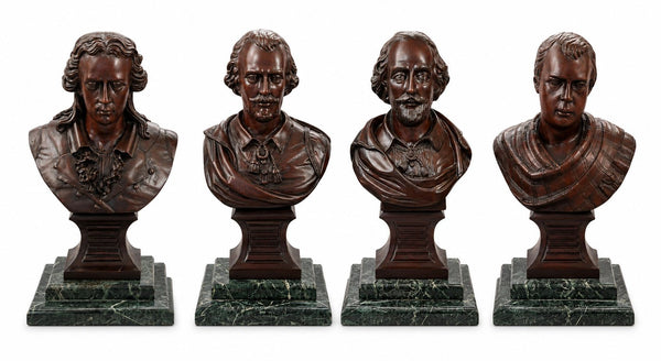 Set of Four 20th C. Mahogany Busts of Schiller, Shakespeare & Sir Walter Scott