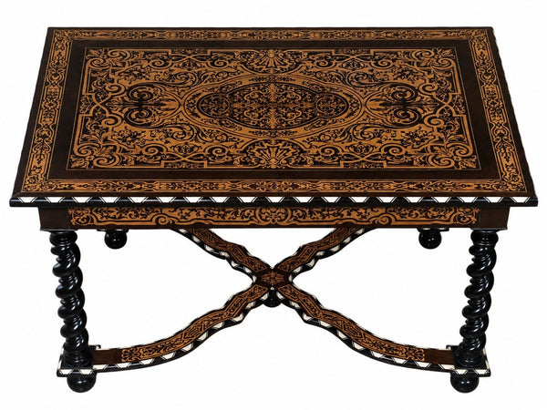 Italian Mid-19th Century Inlaid, Ebony and Bone Table
