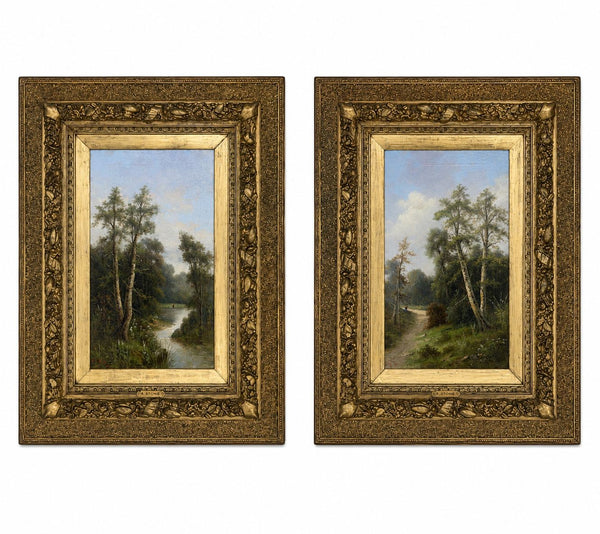 Pair of Late 19th Century Signed Ada Stone Landscape Paintings. United Kingdom.
