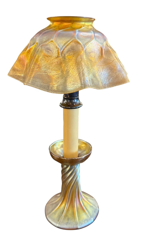 Louis Comfort Tiffany Favrile Glass Candle Lamp. Early 20th Century.