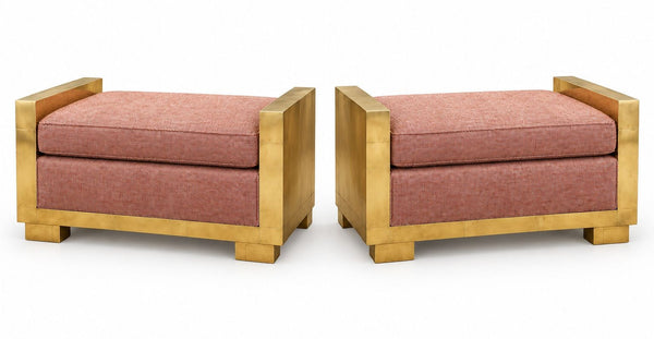 Pair of Paul Evans Cityscape Brass Benches, 1970's.