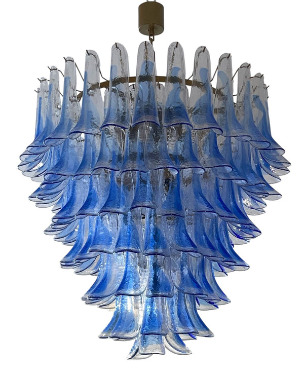 Oversized Modernist Murano Glass Seven-Tier Feather Chandelier, Italy, 1990's.