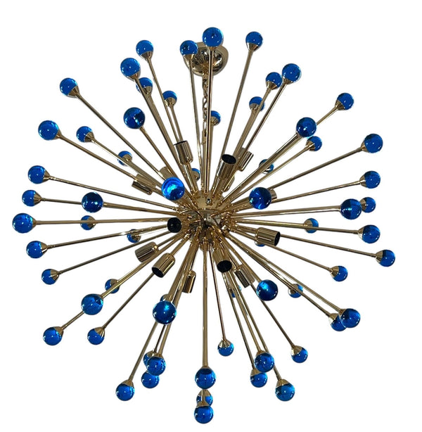 Italian Sputnik Chandelier Cobalt Blue Murano Glass Spheres, Early 21st Century.