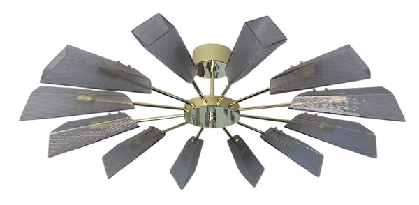 Ventilatore Style Chandelier with Murano Glass Tiles, Italy, 1980's.