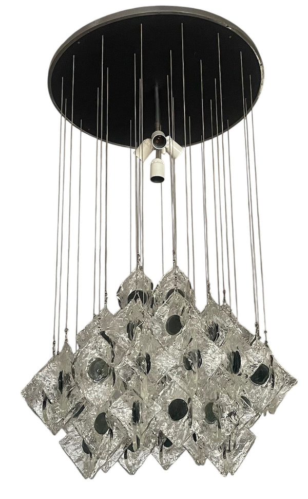 Kalmar "Eliche" Chandelier with Mazzega Murano Glass. Austria / Italy, 1960's