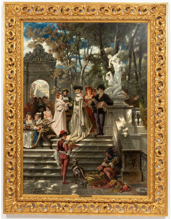 19th Century "Italian Renaissance Party" Oil on Canvas by Carl Emil Doepler
