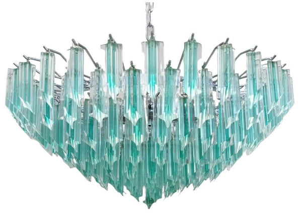 Vintage Aquamarine Quadrieri Murano Glass Chandelier. Italy, 1960's.