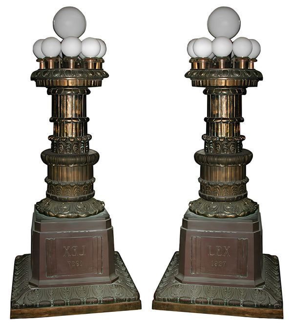 Pair of Monumental Bronze Torcheres from a Chicago Courthouse, Dated 1927.