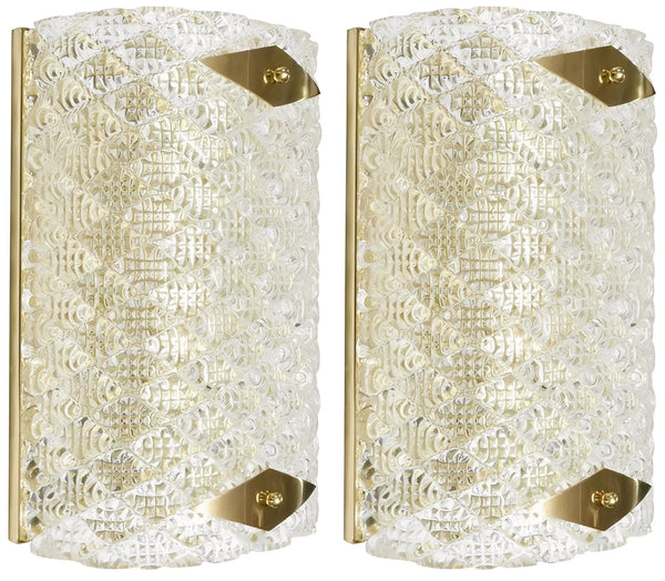 Pair of “Diamante” Murano Glass and Brass Sconces. Italy, 1980's.