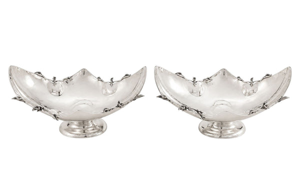 Pair of Damar 925 Sterling Silver Floral Centerpiece Bowls. Turkey.